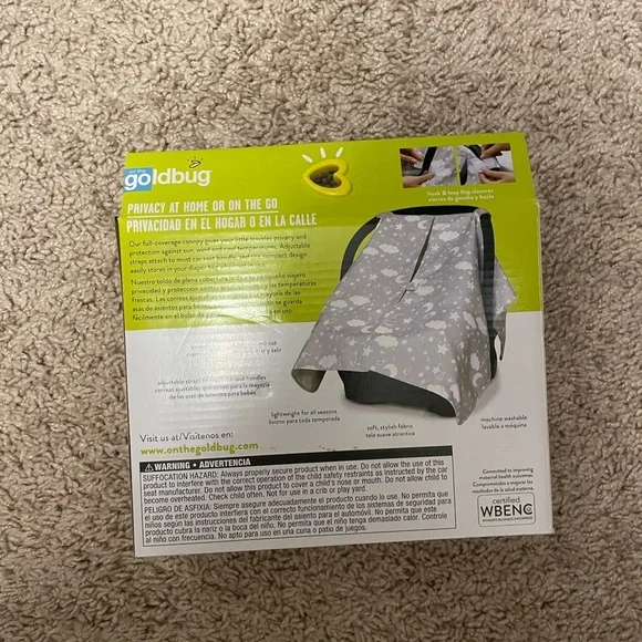 Goldbug Gray Lightweight Canopy Cover with stars and clouds print-NWT - Picture 2 of 3